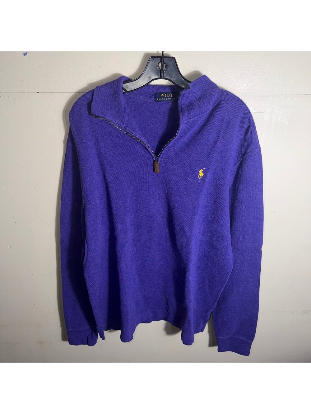 Polo Ralph Lauren Purple Quarter Zip Mens LG Vtg y2k 90s Rare